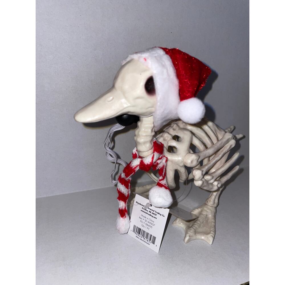 8" SANTA DUCK SKELETON COLD AS DUCK CHRISTMAS HAT & SCARF DECORATION